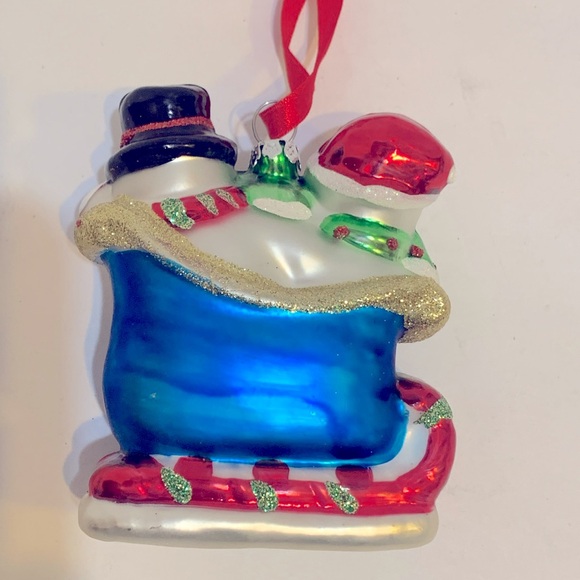 Snowman trio hand blown glass Let it Snow - Picture 4 of 10